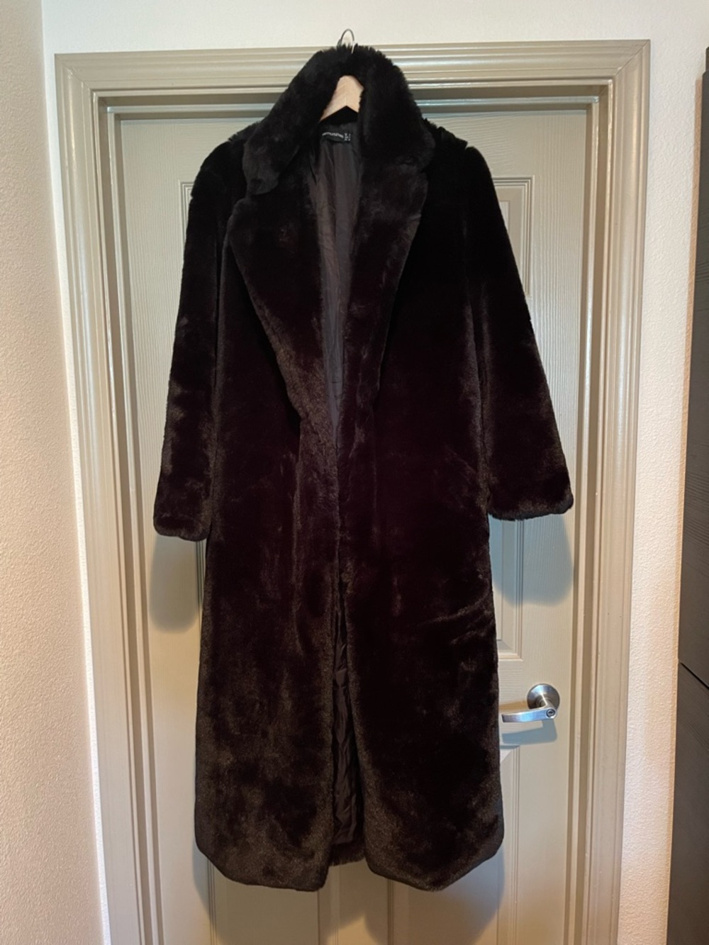 Pretty Little Thing Long Black Faux Fur Coat